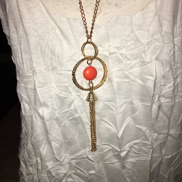 Long Gold Chaim w/ orange accent NWT - Picture 3 of 6